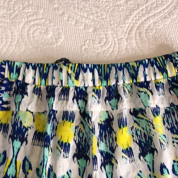 BEBE WOMEN BOHEMIAN Wide Leg Drawstring Waist Blue/ White/ Yellow pant Size M - Picture 11 of 12